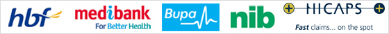 major health funds sites: hbf, medibank, bupa, nib, hicaps
